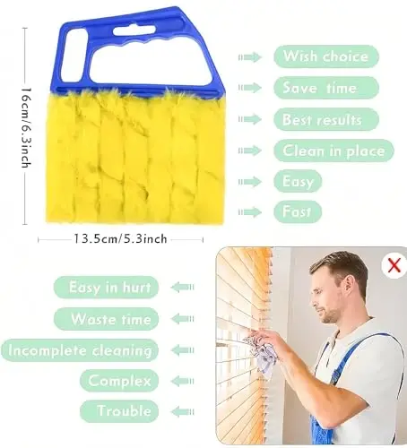 Qo'lda ishlatiladigan ko'rlar tozalagichi Panjurlar, parda cho'tkasi chang tozalagichi 7 ta olinadigan mikrofiber yeng, konditsioner uy gadjetlari, avtomobil shamollatgichlari, 7 ta pichoqli fan panjurlari (ko'k 2Pack) - 7