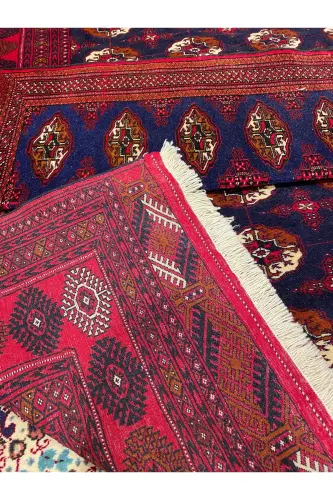 Qo'lda to'qilgan Afg'on Buxoro gilami jun ustiga jun to'qilgan bo'lib, o'simlik bo'yog'i O'lchami 300x200 - To'q ko'k - RD RAMAZAN DAĞ EL HALI SANATI (1)