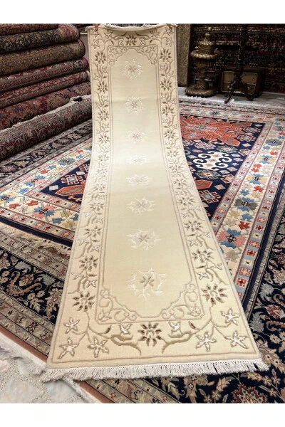 Qo‘lda to‘qilgan baxmal paxta ipakli yundan tayyorlangan O‘lchamlari 300x80 - 3