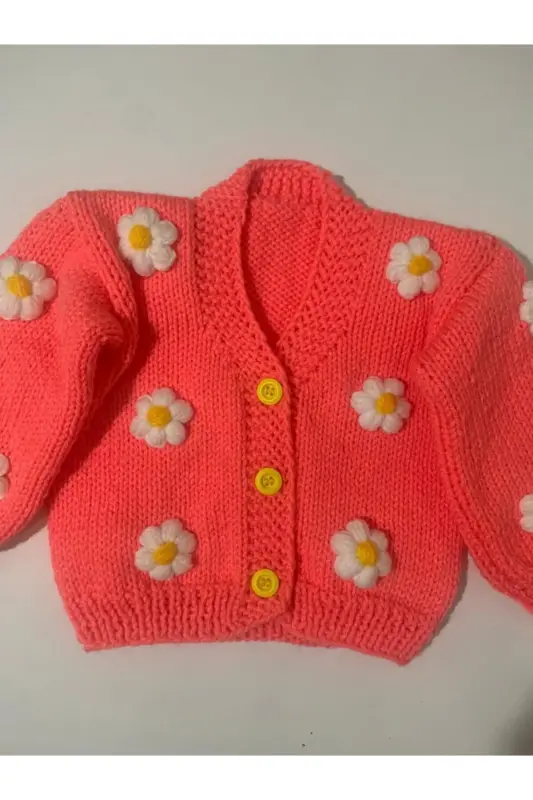 Qo'lda to'qilgan gulli anor guli kardigan - ANOR GULI - 3