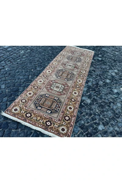 Qo'lda To'qilgan Jun Bünyan Ko'krak Yo'lak Gilami - 98x295 sm. - Rnr58 - 5