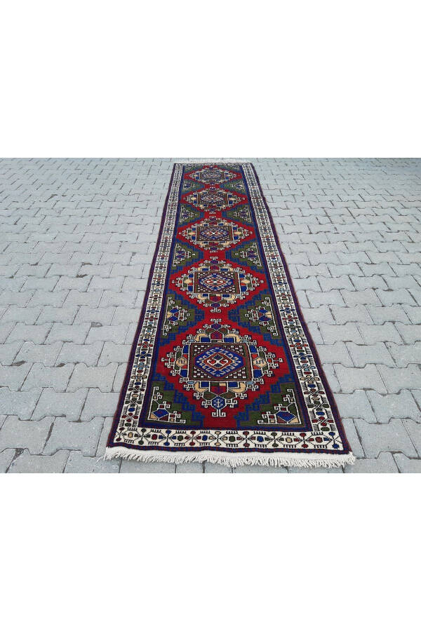 Qo'lda to'qilgan jun Toshpinar gilam yo'lak - 90x332 sm - Rnr108 - 1