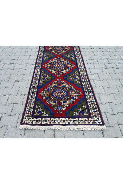 Qo'lda to'qilgan jun Toshpinar gilam yo'lak - 90x332 sm - Rnr108 - 3