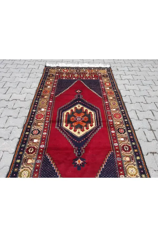 Qo'lda to'qilgan noyob jun gilamcha - 120x245 sm- Rnr105 - 2