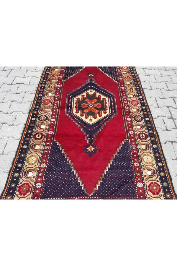 Qo'lda to'qilgan noyob jun gilamcha - 120x245 sm- Rnr105 - 3