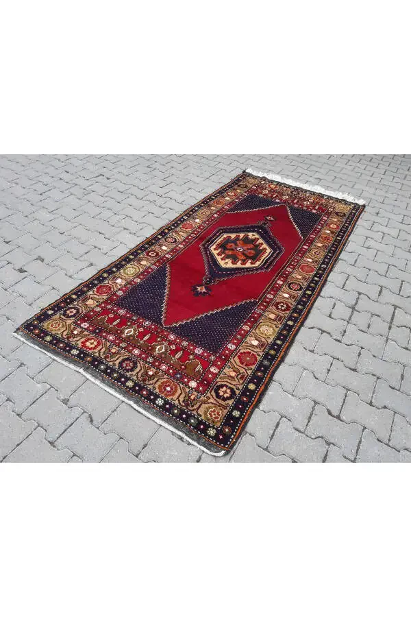 Qo'lda to'qilgan noyob jun gilamcha - 120x245 sm- Rnr105 - 4