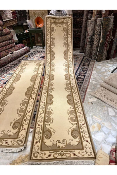 Qoʻlda toʻqilgan Velvet yoʻlqoq Ipak jun aralash Birinchi navli sifat Ikkita dona Olchamlari 4x80 / 3x80 - 3