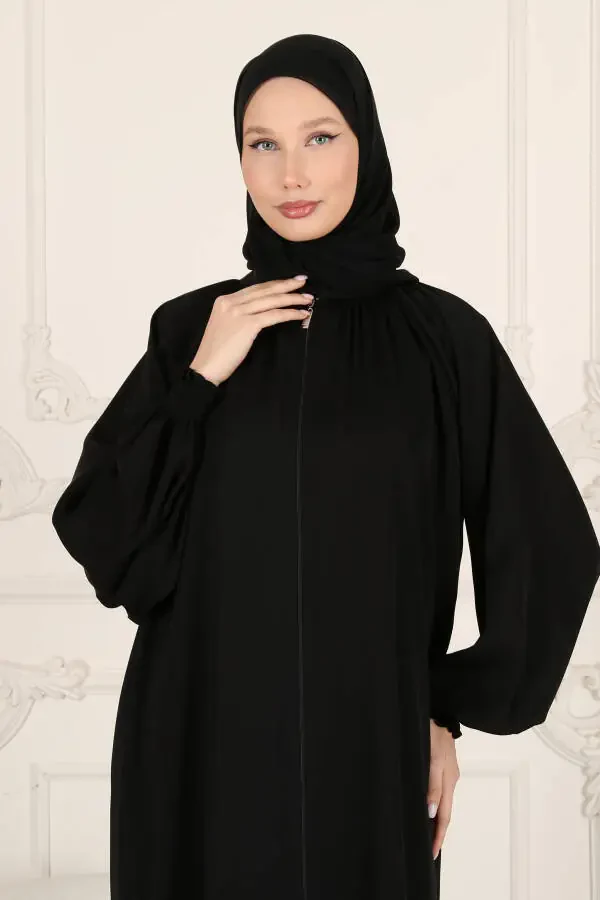 Qollari elastikli fermuarli feraja & abaya - 1