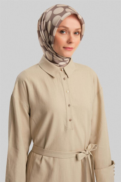 Qo'ltiqdan to'g'ri kashta qilingan zig'ir ko'ylak 24y9830 Oysu - 5