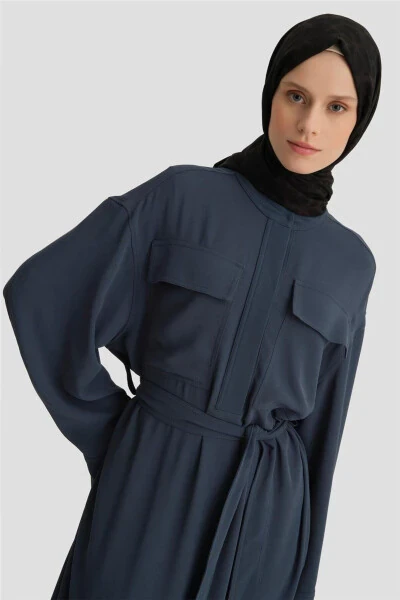 Qopqoqli cho'ntakli ko'ylak ORT9925 Neft - 3