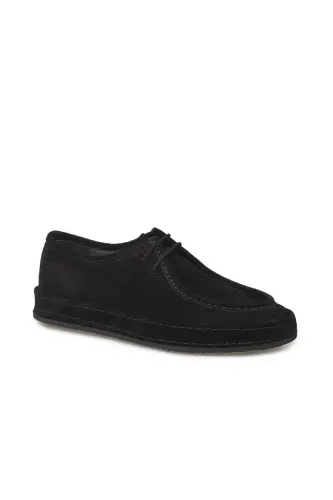 Qora %100 Charm Bog'ichli Casual Süet Poyabzal - JAKAMEN (1)
