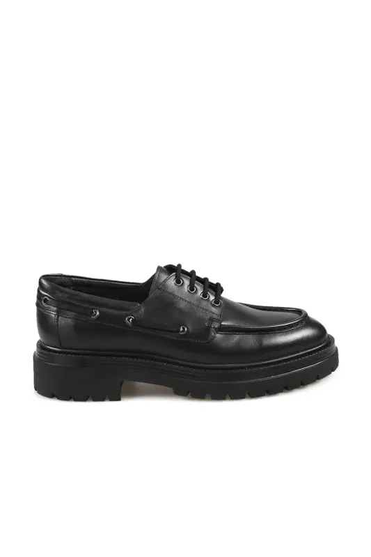Qora 100% charm bog‘ichli Oxford kundalik oyoq kiyimi - 4