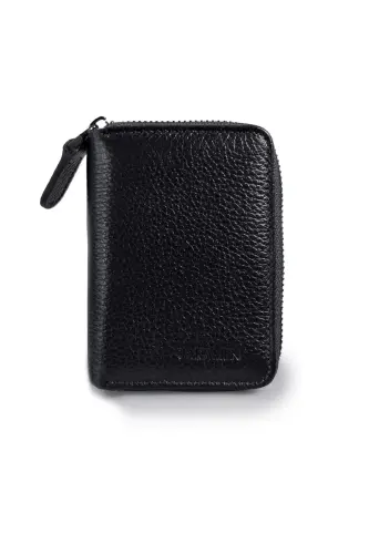Qora %100 charm fermuarli hamyon 