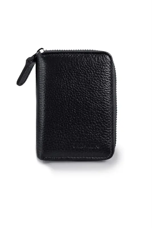 Qora %100 charm fermuarli hamyon - JAKAMEN