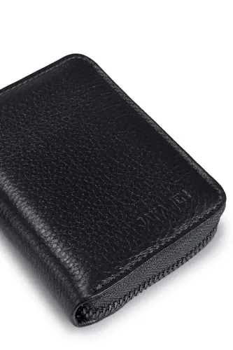 Qora %100 charm fermuarli hamyon - JAKAMEN (1)