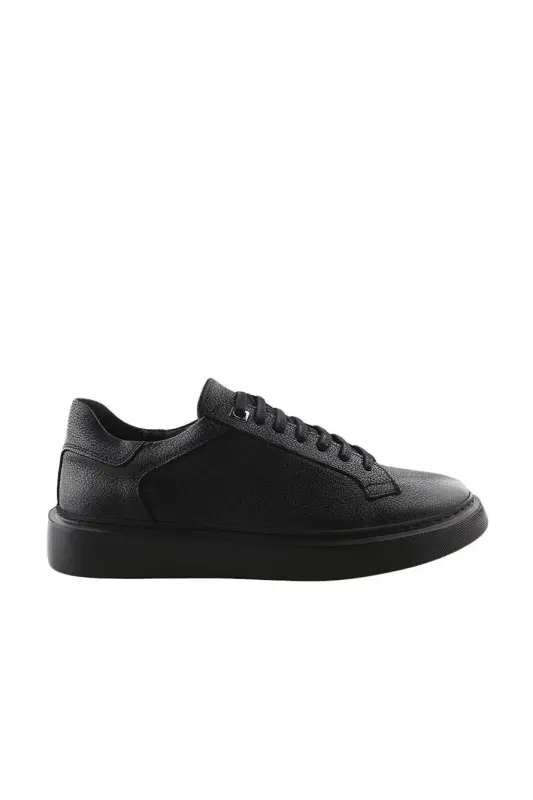 Qora %100 Charmli Bog'ichli Kundalik Sneaker Poyabzal - JAKAMEN