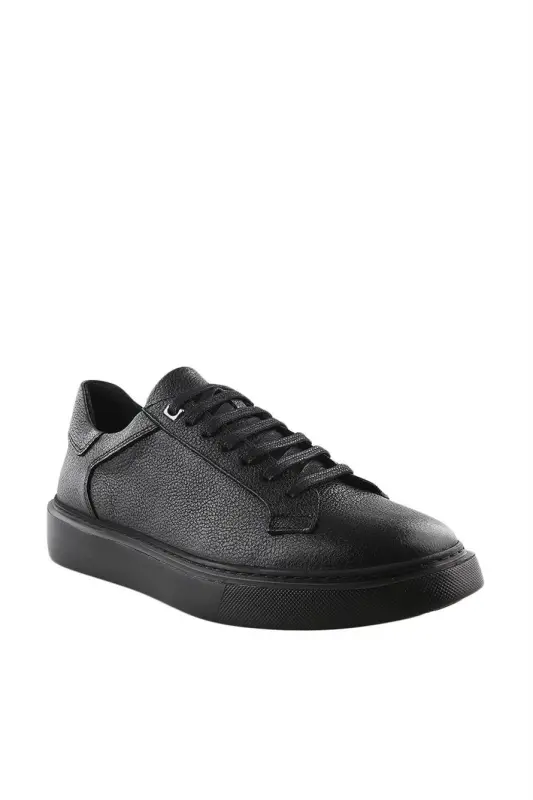 Qora %100 Charmli Bog'ichli Kundalik Sneaker Poyabzal - 3