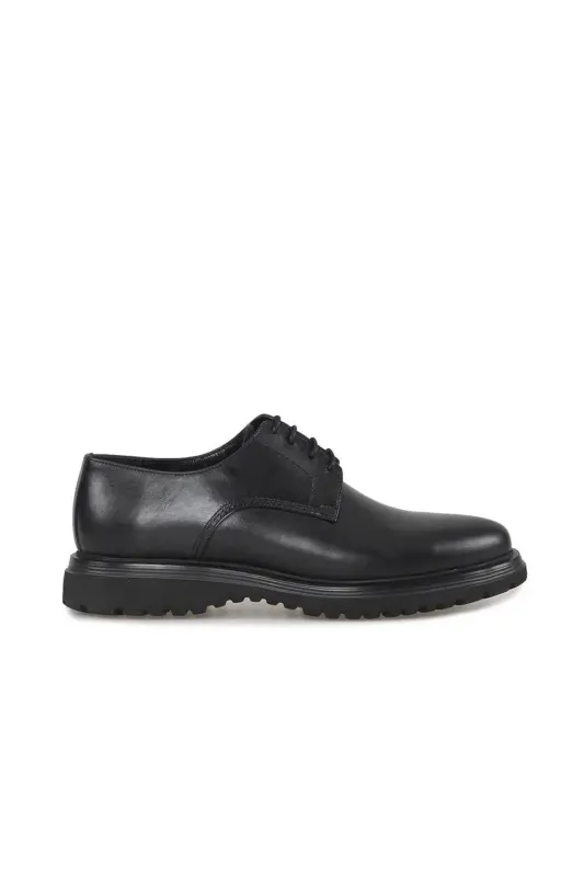 Qora %100 Teri Bog'ichli Eva Taglikli Oxford Casual Poyabzal - 1
