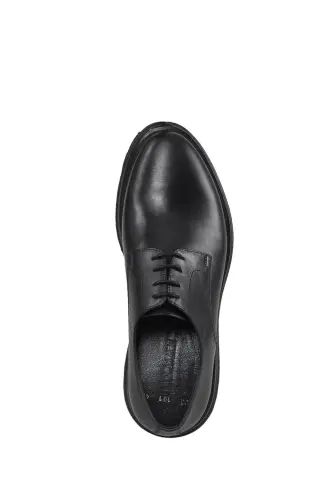 Qora %100 Teri Bog'ichli Eva Taglikli Oxford Casual Poyabzal - 4