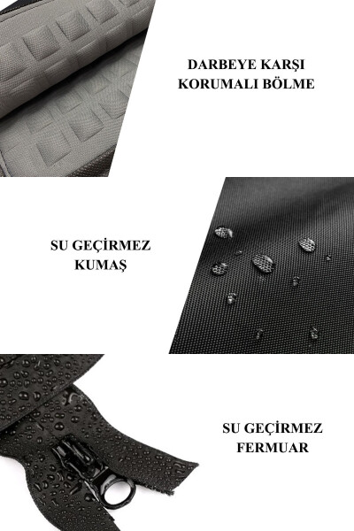 Qora 17-17,3 dyuymga mos keladigan suv o'tkazmaydigan mato va fermuar detallari bilan jihozlangan unisex qoplama noutbuk sumkasi - 3