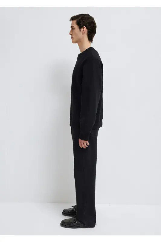 Qora Basic Sweatshirt, Dumaloq Yoqa, 0S10276-900 - 5