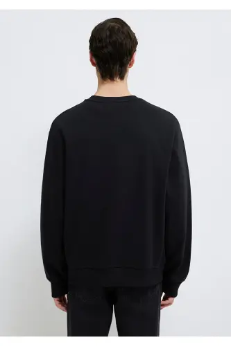 Qora Basic Sweatshirt, Dumaloq Yoqa, 0S10276-900 - 6