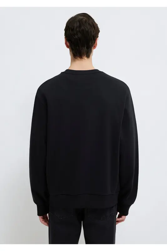 Qora Basic Sweatshirt, Dumaloq Yoqa, 0S10276-900 - 6