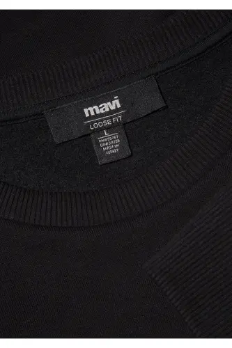 Qora Basic Sweatshirt, Dumaloq Yoqa, 0S10276-900 - 8