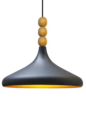 Qora Champion yog'och boncukli bitta lyustrali osma salon oshxona butik lampasi yoritgich lyustralar-QORA - 4