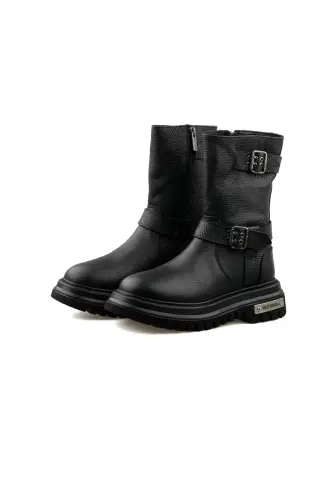 Qora charm ayollar etiklari Bootie TIBBIY TABAN HAQIQIY TERI ENG KO'P TAVSIYA ETILGAN MODEL-qora Saxroi 