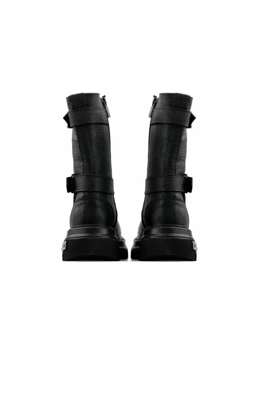 Qora charm ayollar etiklari Bootie TIBBIY TABAN HAQIQIY TERI ENG KO'P TAVSIYA ETILGAN MODEL-qora Saxroi - 2