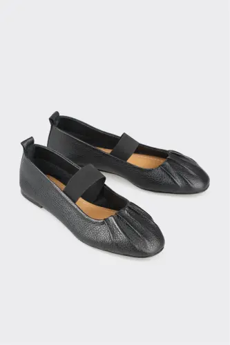 Qora charm ayollar kundalik poyabzali - ELLE SHOES (1)