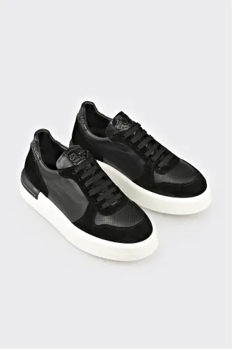 Qora charm ayollar sport poyabzali-Qora - ELLE SHOES (1)