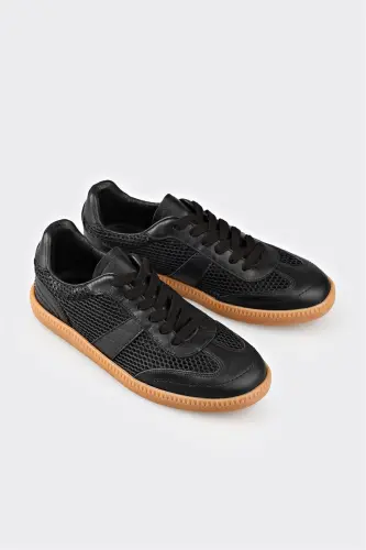 Qora Charm Ayollar Sport Poyafzali-Qora - ELLE SHOES (1)