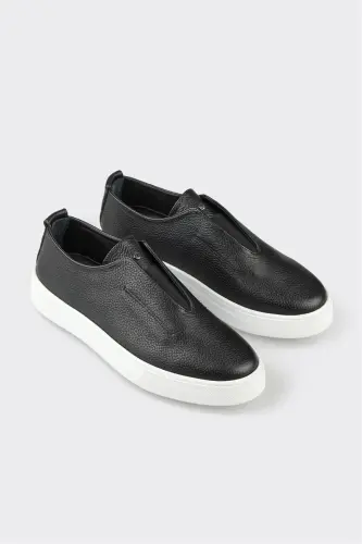 Qora charm erkaklar kundalik poyabzali - ELLE SHOES (1)