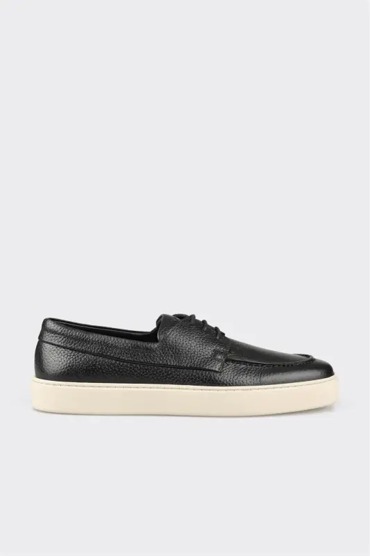 Qora charm erkaklar kundalik poyabzali - ELLE SHOES