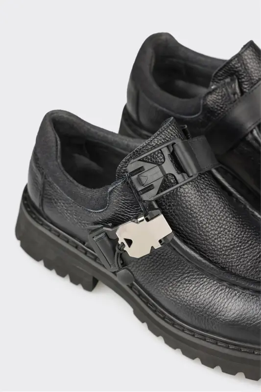 Qora charm erkaklar kundalik poyabzali - 5