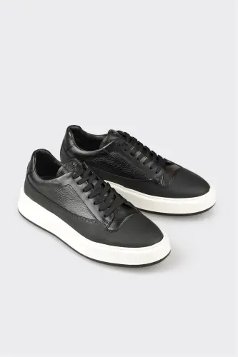 Qora charm erkaklar kundalik poyabzali - ELLE SHOES (1)