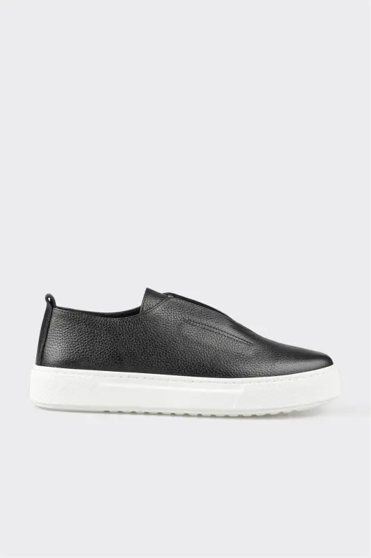 Qora charm erkaklar kundalik poyabzali - ELLE SHOES