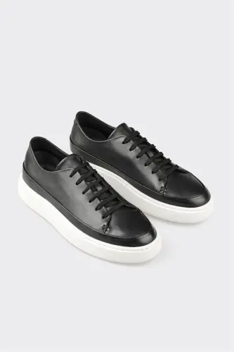 Qora charm erkaklar kundalik poyoqbali - ELLE SHOES (1)