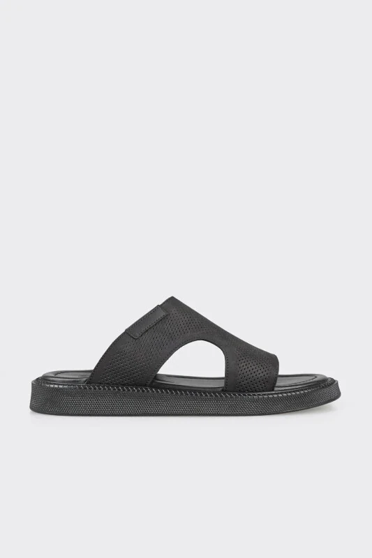 Qora charm erkaklar shippagi - ELLE