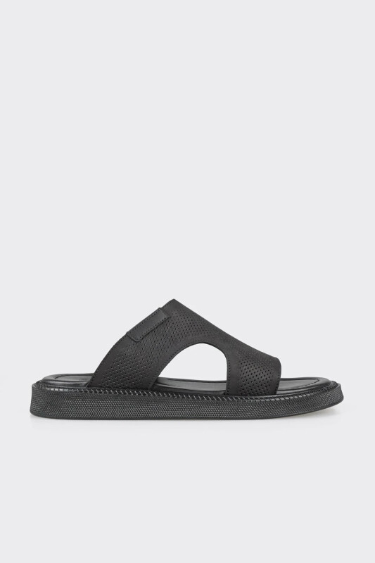 Qora charm erkaklar shippagi - ELLE SHOES