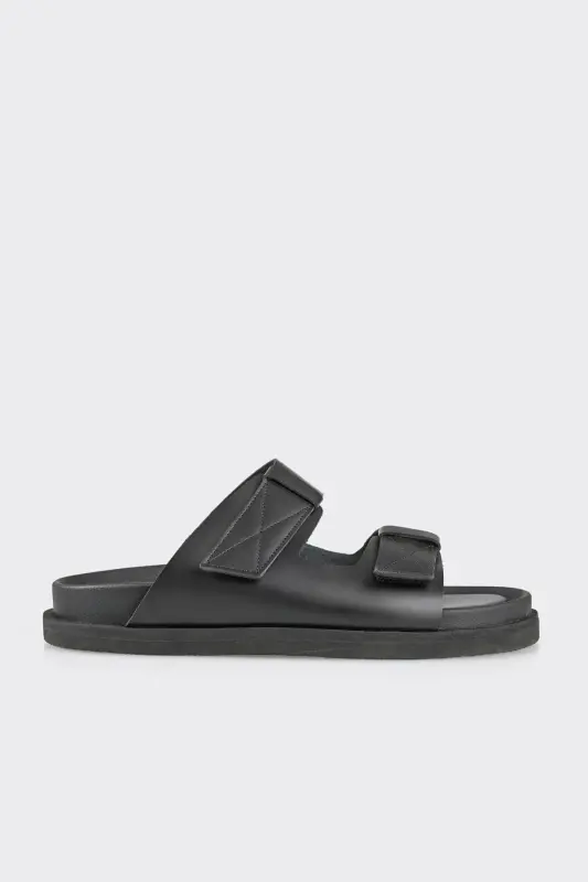 Qora charm erkaklar shippagi - ELLE SHOES