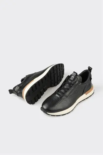 Qora charm erkaklar sport poyabzali - 3