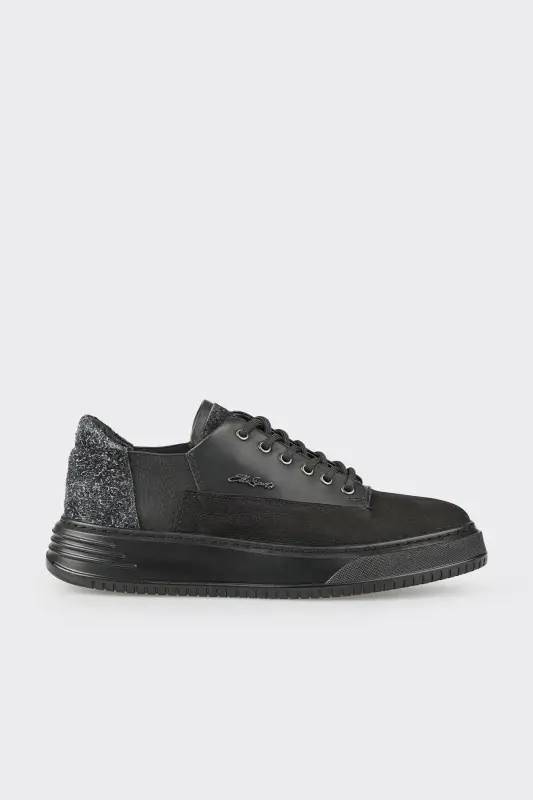 Qora charm erkaklar sport poyabzali - Qora - ELLE SHOES
