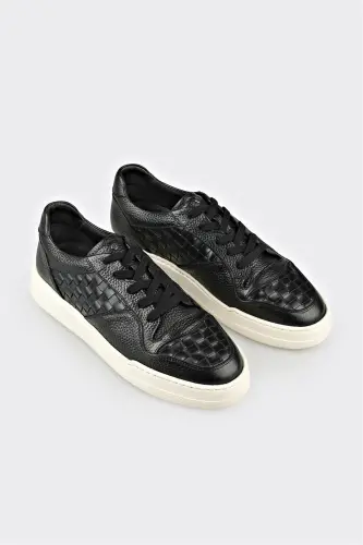 Qora charm erkaklar sport poyafzali - ELLE SHOES (1)