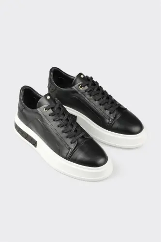 Qora charm erkaklar sport poyafzali - qora - ELLE SHOES (1)