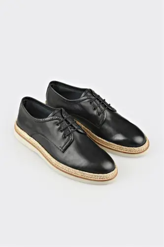 Qora charm erkaklar uchun kundalik poyabzal - ELLE SHOES (1)