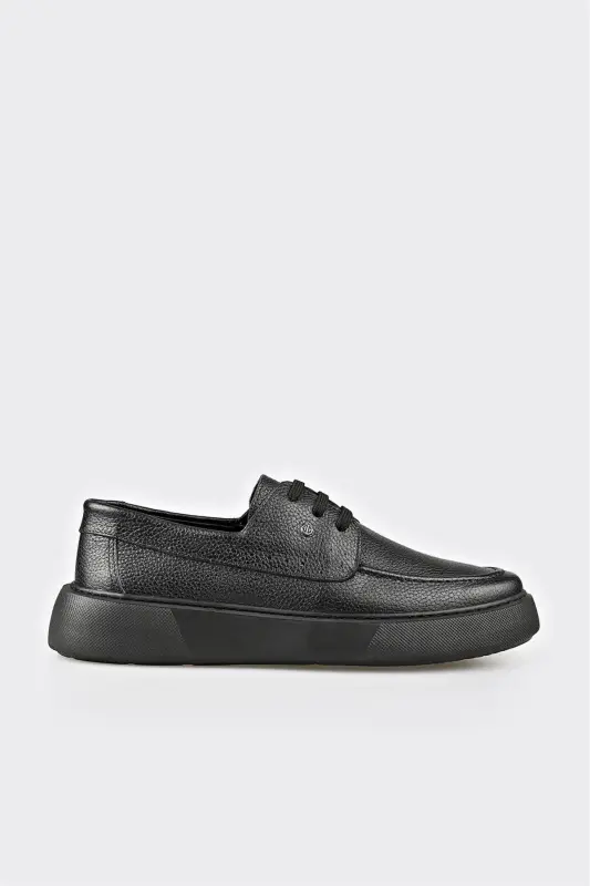 Qora charmli erkaklar kundalik poyabzali - ELLE SHOES