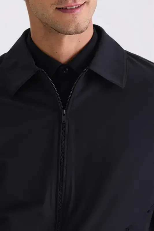 Qora Comfort Fit Bebe Yاقةли Фаслий Пальто - 3